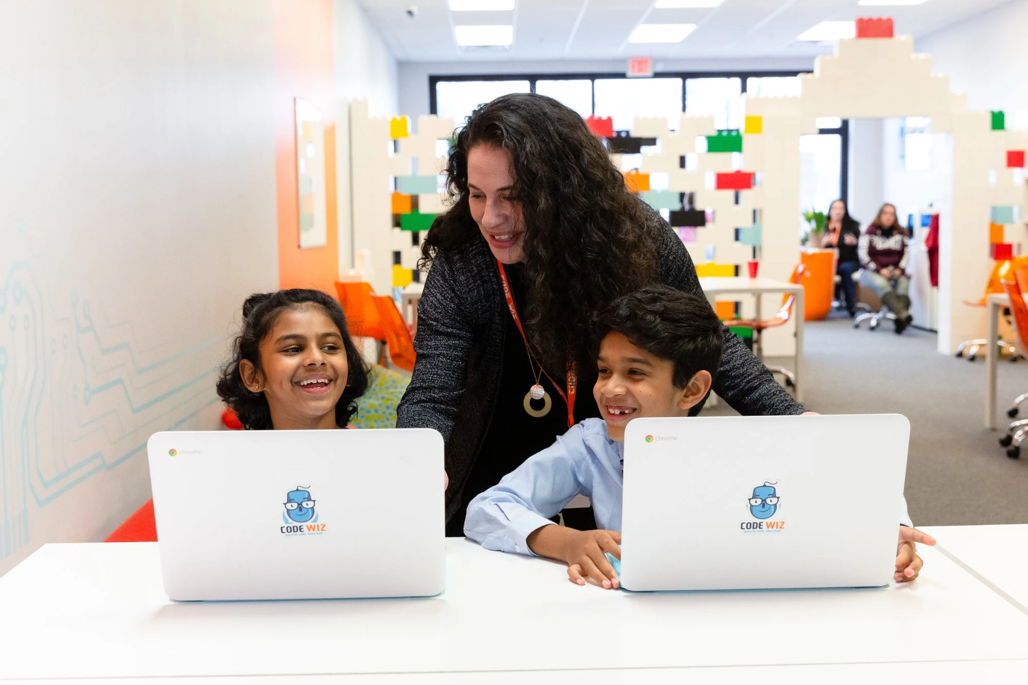 Kids at Code Wiz summer camp